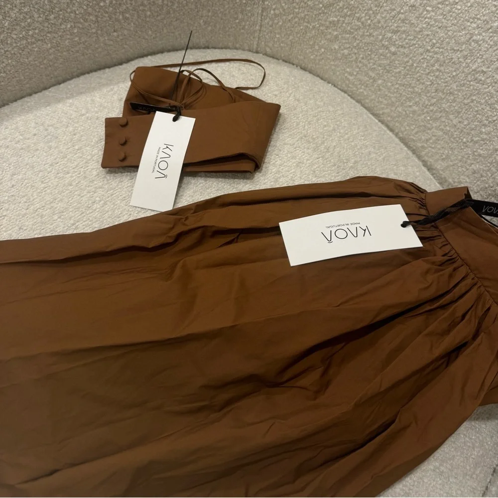 BRAND NEW: Brown maxi skirt and crop top set. UNWORN. Size S with tags. - Picture 5 of 5